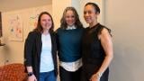 From left, Jena-Lisa Jones and Jess Michaels, survivors of abuse by late sex trafficker Jeffrey Epstein, and Veronica Pierce, Chicago Children’s Advocacy Center's director of multi-disciplinary team coordination, on April 22, 2026. (Eunice Alpasan / WTTW News)