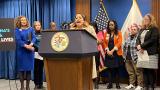State Sen. Celina Villanueva speaks at a news conference about “Karina’s Bill” on Jan. 24, 2024. (Amanda Vinicky / WTTW News)