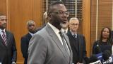 Mayor Brandon Johnson addresses the news media on Monday, April 21, 2025. (Heather Cherone / WTTW News)