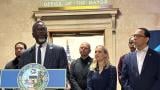Mayor Brandon Johnson addresses the news media on Monday, June 1, 2026. (Heather Cherone / WTTW News)