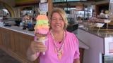 Rainbow Cone owner Lynn Sapp inside the original Beverly location. (WTTW News)