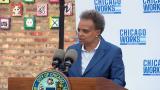 Mayor Lori Lightfoot speaks in an empty lot in Auburn Gresham Thursday, May 20, 2021. (WTTW News)