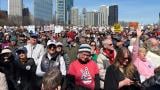 Thousands gather in Chicago’s Grant Park for a rally and march as part of the national “No Kings” protest on March 28, 2026. (Joel Ortiz / WTTW News)