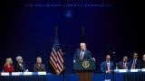 FILE - President Donald Trump speaks to the White House Religious Liberty Commission during an event at the Museum of the Bible, Sept. 8, 2025, in Washington. (AP Photo / Evan Vucci, File)