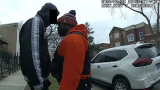 An image captured by a Chicago Police Department officer’s body-worn camera shows Officer Aubrey Webb, right, engaged in a verbal altercation with a man he and four other officers searched on Feb. 23, 2024. (Civilian Office of Police Accountability)