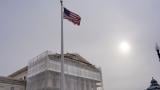 With the Supreme Court Building under renovations, the justices hear oral arguments on President Donald Trump's push to expand control over independent federal agencies, on Capitol Hill in Washington, Monday, Dec. 8, 2025. (AP Photo / J. Scott Applewhite)