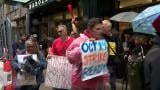 Cook County College Teachers Union Local 1600 members picket outside Harold Washington College on Oct. 2, 2026. (WTTW News)