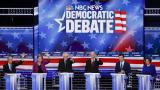 From left, Democratic presidential candidates, former New York City Mayor Mike Bloomberg, Sen. Elizabeth Warren, D-Mass., Sen. Bernie Sanders, I-Vt., former Vice President Joe Biden, former South Bend Mayor Pete Buttigieg, Sen. Amy Klobuchar, D-Minn., participate in a Democratic presidential primary debate Wednesday, Feb. 19, 2020, in Las Vegas, hosted by NBC News and MSNBC. (AP Photo / John Locher) From left, Democratic presidential candidates, former New York City Mayor Mike Bloomberg, Sen. Elizabeth Warren, D-Mass., Sen. Bernie Sanders, I-Vt., former Vice President Joe Biden, former South Bend Mayor Pete Buttigieg, Sen. Amy Klobuchar, D-Minn., participate in a Democratic presidential primary debate Wednesday, Feb. 19, 2020, in Las Vegas, hosted by NBC News and MSNBC. (AP Photo / John Locher)