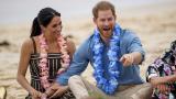 In this Friday, Oct. 19, 2018 file photo, Britain’s Prince Harry and Meghan, Duchess of Sussex, meet with a local surfing community group, known as OneWave, raising awareness for mental health and wellbeing in a fun and engaging way at Bondi Beach in Sydney, Australia. (Dominic Lipinski / Pool via AP) In this Friday, Oct. 19, 2018 file photo, Britain’s Prince Harry and Meghan, Duchess of Sussex, meet with a local surfing community group, known as OneWave, raising awareness for mental health and wellbeing in a fun and engaging way at Bondi Beach in Sydney, Australia. (Dominic Lipinski / Pool via AP)