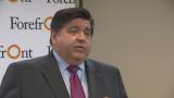 Gov. J.B. Pritzker answers questions about the Chicago casino – specifically, where he thinks it should be built – during a media appearance Tuesday, June 4, 2019. (WTTW News) Gov. J.B. Pritzker answers questions about the Chicago casino – specifically, where he thinks it should be built – during a media appearance Tuesday, June 4, 2019. (WTTW News)