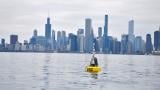 Chuoy the buoy, reporting for data-monitoring duty in Lake Michigan off the Chicago shoreline. (Illinois-Indiana Sea Grant)