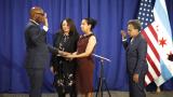David Brown is sworn in as police superintendent by Chicago Mayor Lori Lightfoot after unanimous approval by the Chicago City Council on Wednesday, April 22, 2020. Brown’s wife and daughter are also pictured. (@Chicago_Police / Twitter photo) David Brown is sworn in as police superintendent by Chicago Mayor Lori Lightfoot after unanimous approval by the Chicago City Council on Wednesday, April 22, 2020. Brown’s wife and daughter are also pictured. (@Chicago_Police / Twitter photo)
