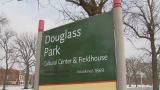 Someone took matters into their own hands and unofficially changed the name of Douglas Park on signage earlier in 2020. (WTTW News) Someone took matters into their own hands and unofficially changed the name of Douglas Park on signage earlier in 2020. (WTTW News)