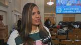 Ald. Stephanie Coleman, 16th Ward, speaks to Paris Schutz of “Chicago Tonight” at a town hall for the Englewood community on Tuesday, Jan. 14, 2020. (WTTW News) Ald. Stephanie Coleman, 16th Ward, speaks to Paris Schutz of “Chicago Tonight” at a town hall for the Englewood community on Tuesday, Jan. 14, 2020. (WTTW News)