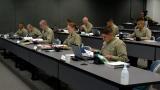 Illinois State Police Cadet Class 145 participates in classroom training. Only one of the nine cadets in the class is a woman. (Andrew Campbell / Capitol News Illinois)