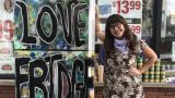 Allie Mae Miller stands next to the refrigerator she painted and donated to the Love Fridge project in Avondale. (Ariel Parrella-Aureli / WTTW News) Allie Mae Miller stands next to the refrigerator she painted and donated to the Love Fridge project in Avondale. (Ariel Parrella-Aureli / WTTW News)
