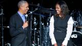 Former President Barack Obama, left, and former first lady Michelle Obama appear on stage during a community concert at the Obama Foundation Summit on Nov. 1, 2017, in Chicago. (AP Photo / Charles Rex Arbogast, file) Former President Barack Obama, left, and former first lady Michelle Obama appear on stage during a community concert at the Obama Foundation Summit on Nov. 1, 2017, in Chicago. (AP Photo / Charles Rex Arbogast, file)