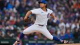 Chicago Cubs starting pitcher Shota Imanaga throws against the Colorado Rockies during the first inning of a baseball game Monday, April 1, 2024, in Chicago. (AP Photo / Erin Hooley)