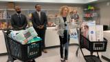 The Ark CEO Marna Goldwin speaks during a grand reopening celebration at a renovated flagship facility on the Far North Side on May 10, 2024. Goldwin is joined by state Rep. Kevin Olickal (D-Chicago) and state Sen. Ram Villivalam (D-Chicago). (Eunice Alpasan / WTTW News)