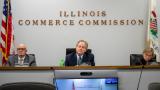 Illinois Commerce Commission member Michael Carrigan, Chair Doug Scott and member Ann McCabe are pictured at a commission meeting in Springfield earlier this month. (Jerry Nowicki / Capitol News Illinois) Illinois Commerce Commission member Michael Carrigan, Chair Doug Scott and member Ann McCabe are pictured at a commission meeting in Springfield earlier this month. (Jerry Nowicki / Capitol News Illinois)