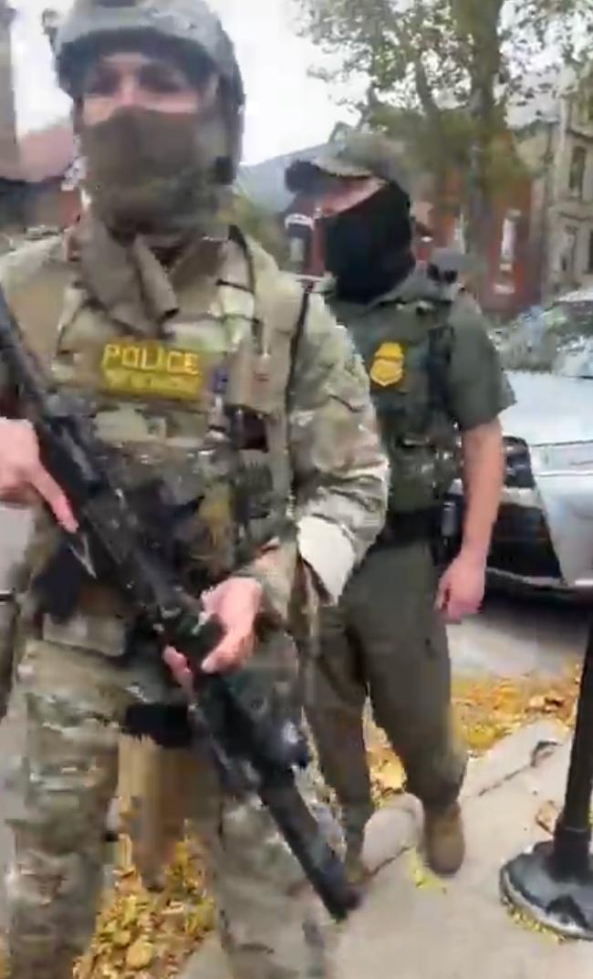 Federal immigration agents in Little Village on Nov. 8, 2025. (Courtesy of Ald. Byron Sigcho-Lopez)