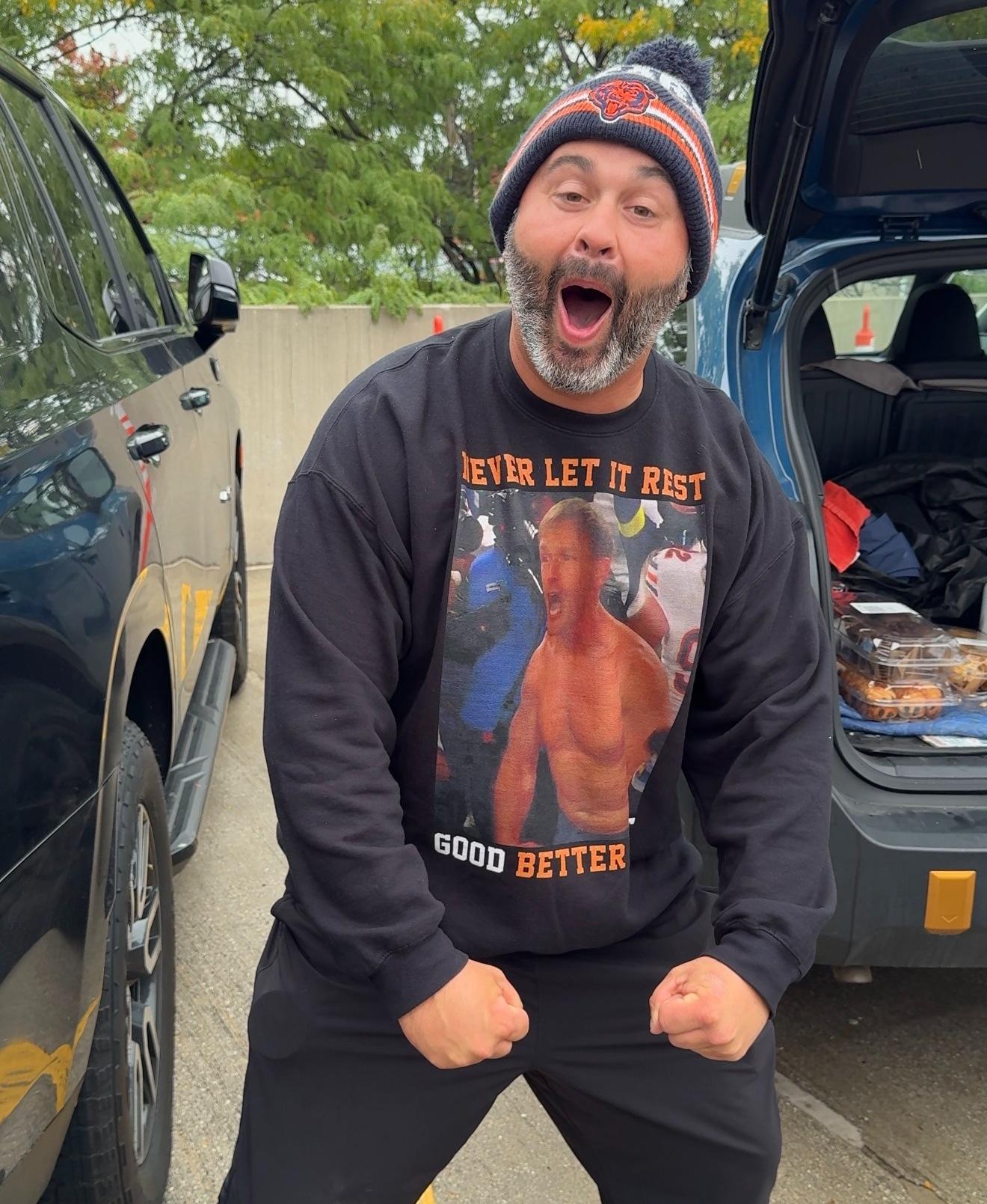 Chicago Bears fans tailgate before the start of the home opener on Sept. 20, 2026. (Blake Thor / WTTW News)
