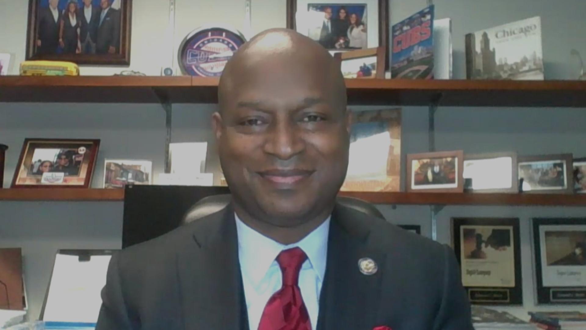 Illinois House Speaker Emanuel “Chris” Welch appears on “Chicago Tonight” on Jan. 11, 2022. (WTTW News)