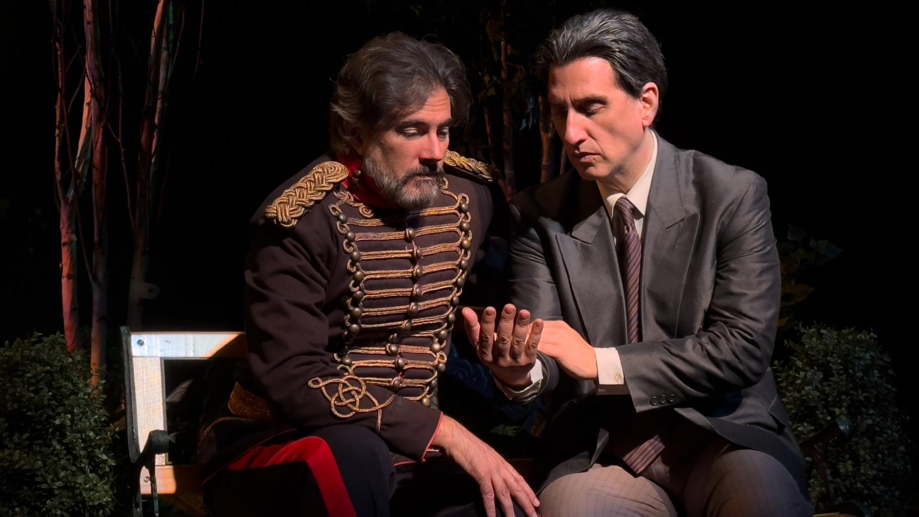 Jonathan Silvestri and Hershey Felder in “Rachmaninoff and the Tsar.” (Stefano DeCarli)
