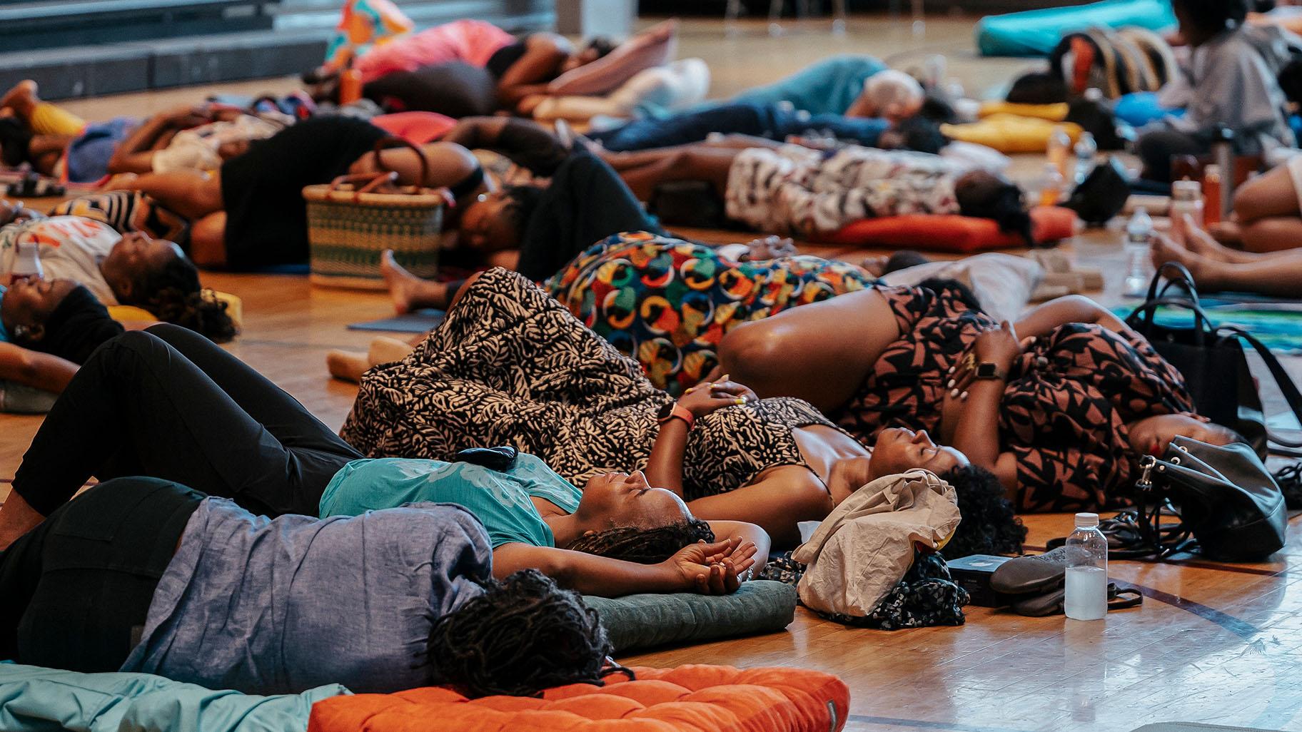 People participate in a collective rest event at Gary Comer Youth Center in Chicago. (Victoria Sanders)