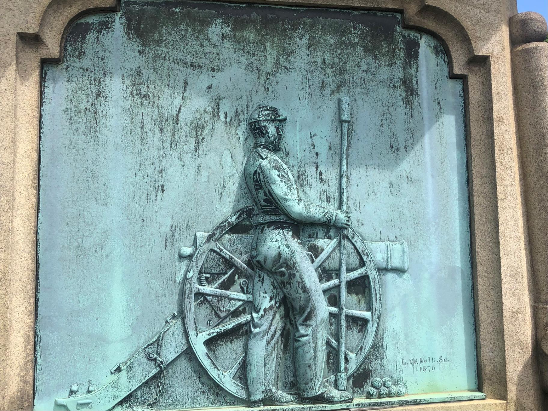 “Our Heroes” was erected in 1870 by sculptor Leonard Volk and includes a 30-foot limestone structure. (Marc Vitali / WTTW News)