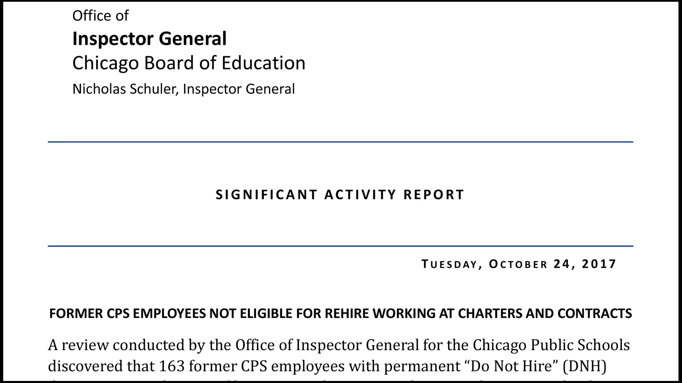 CPS Watchdog Blows Whistle On Hiring Off Do Not Hire List Chicago   2017 10 