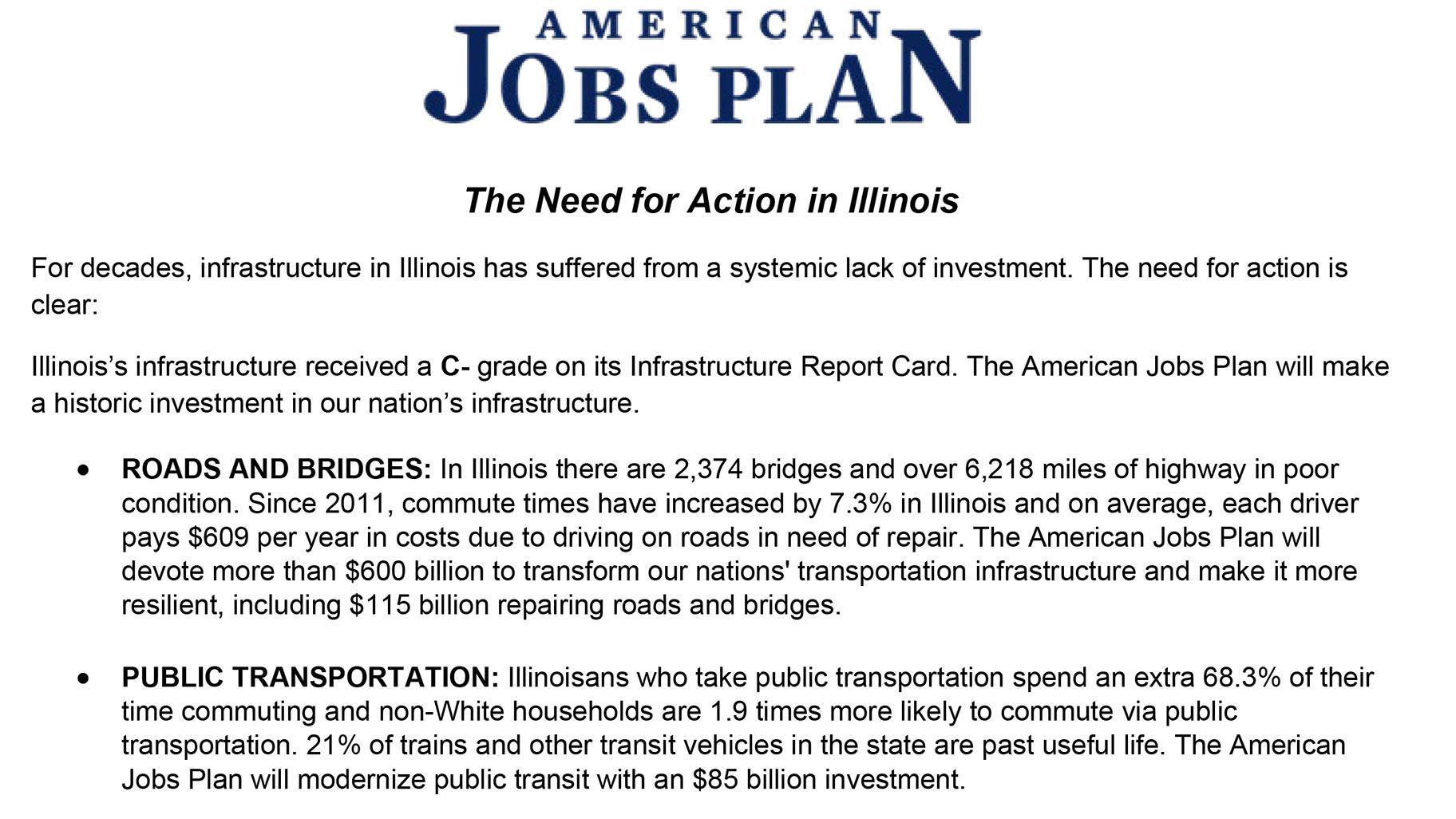 Document: White House’s infrastructure report for Illinois