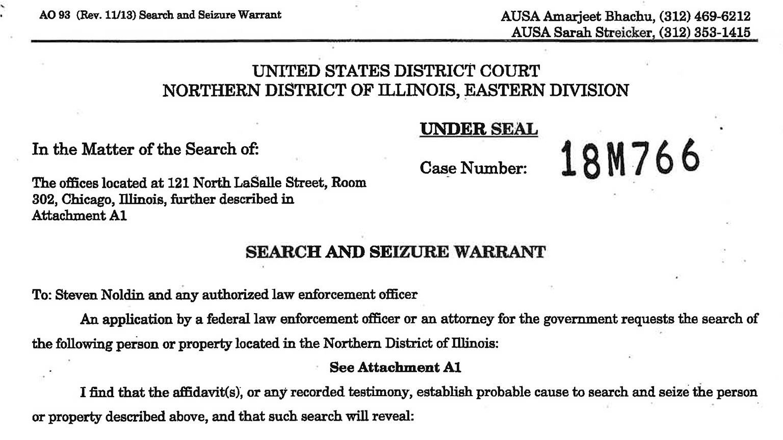 Document: Read the search warrant