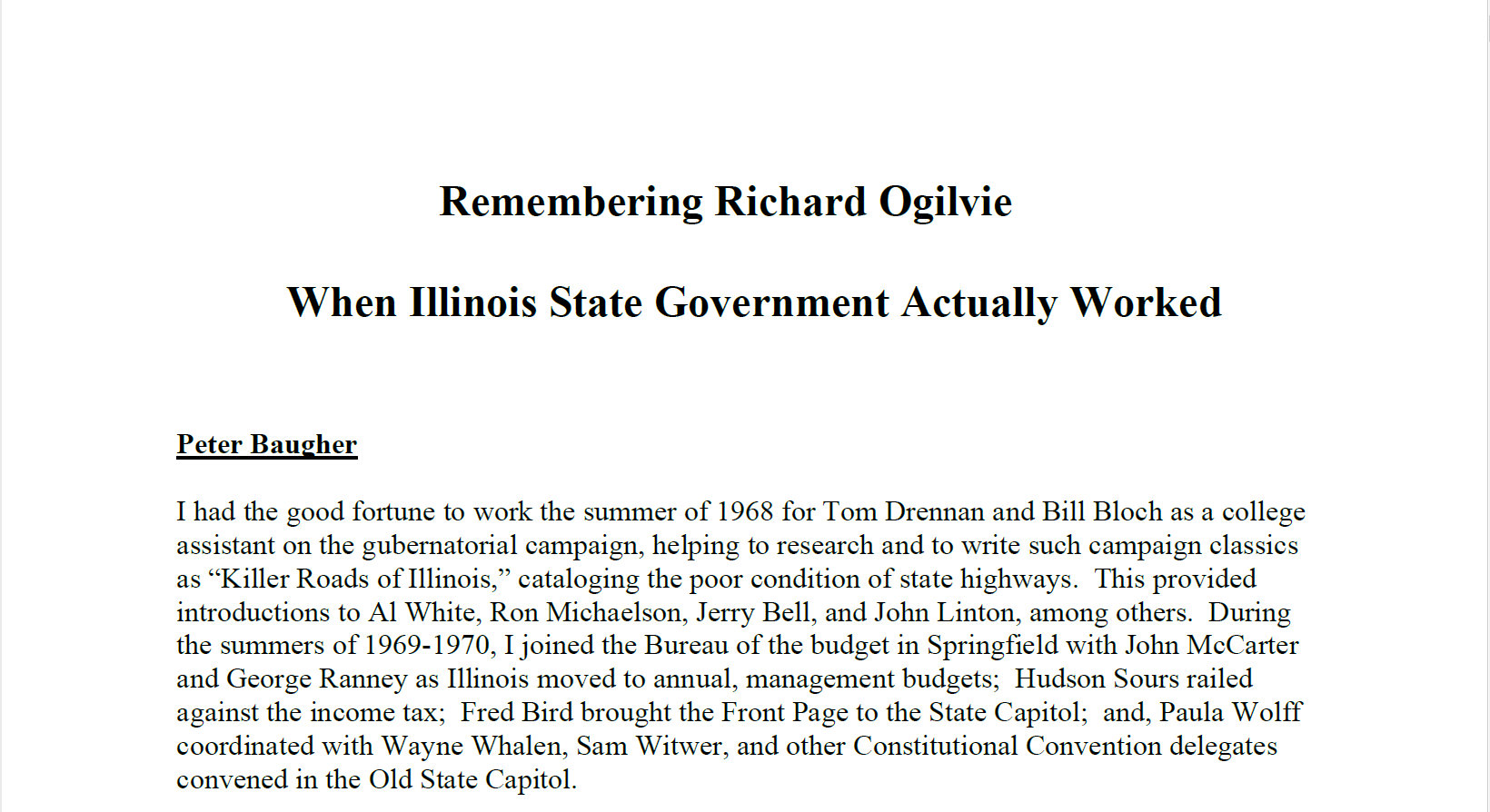 Document: Remembering Richard Ogilvie