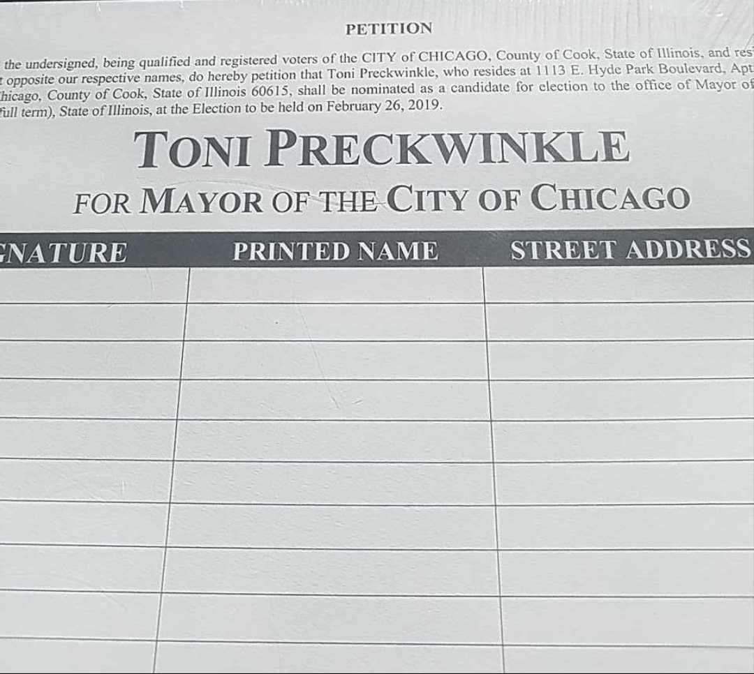 Click to enlarge: Toni Preckwinkle petition