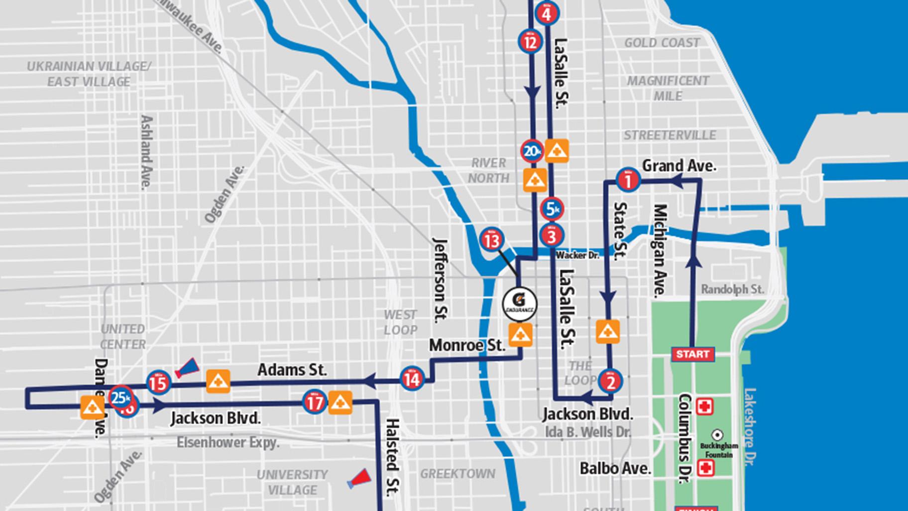 Map: Click to see the full 2019 Chicago Marathon route. (Courtesy Chicago Marathon)