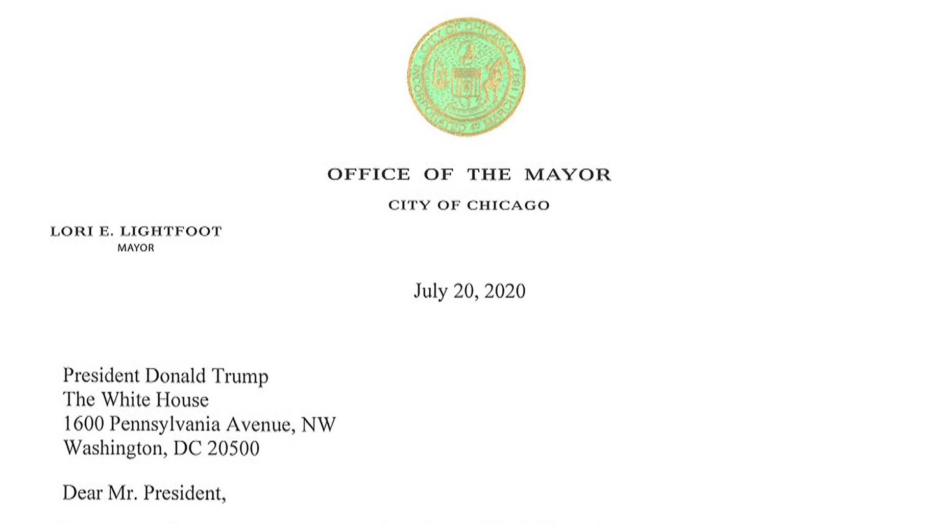 Document: Read Lightfoot’s letter to Trump.