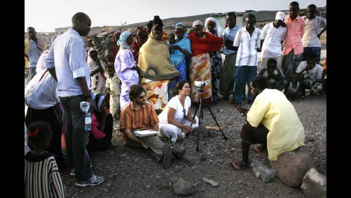 “We’d often get crowds during interviews. In an Afar village, Djibouti.” (Courtesy of Jeffrey Gettleman)