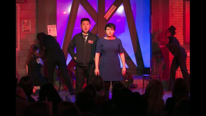 Peter Kim and Julie Marchiano. (Todd Rosenberg / The Second City)