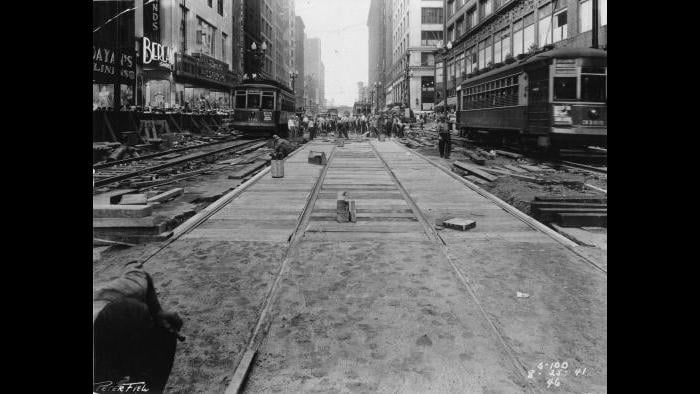 State Street subway construction, 1941 (Chicago Transit Authority / Flickr)