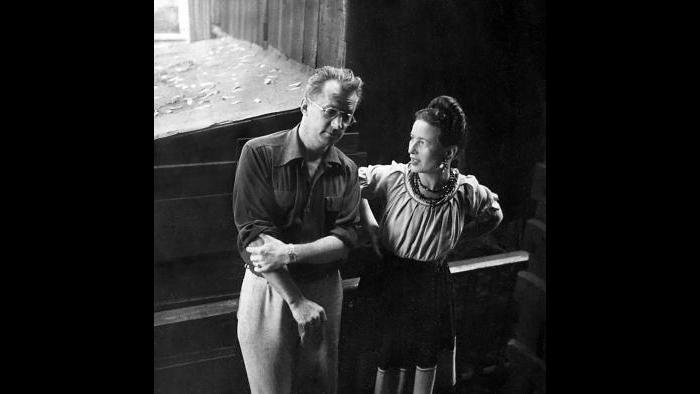 Nelson Algren with Simone de Beauvoir. (Art Shay)