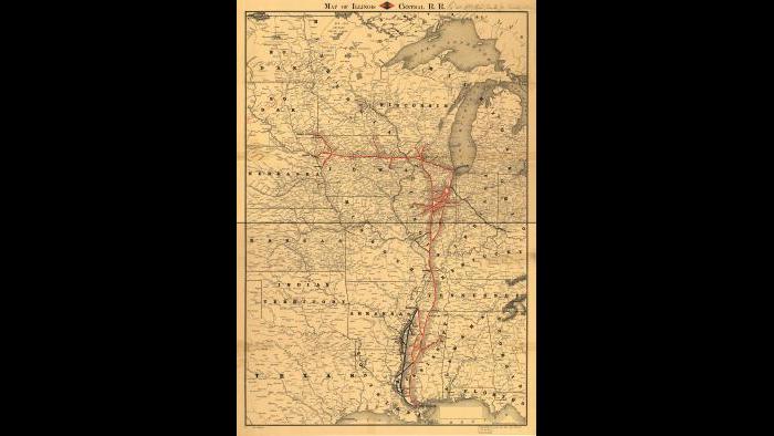 Map of the Illinois Central Railroad, 1860, Library of Congress
