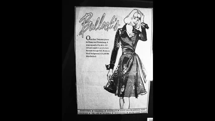 In the beginning, an ad for a wrap top and a flare skirt. (Courtesy of Diane von Furstenberg)