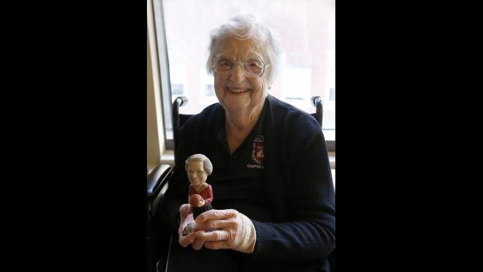 Sister Jean with her bobblehead