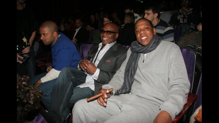 With Jay Brown and Jay Z at a listening event. (Courtesy L.A. Reid)