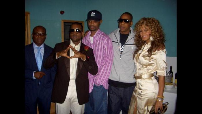At a Kanye performance in London with Kanye, Gee Roberson, Jay Z and Beyonce. (Courtesy L.A. Reid)