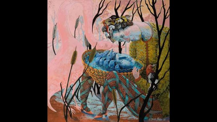 Eleanor Spiess-Ferris, "Pond Reflection," gouache, 2008.