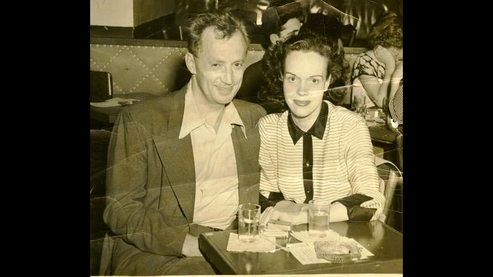 Nelson and his wife Amanda together at a restaurant. (OSU archive, used with permission of Algren estate)