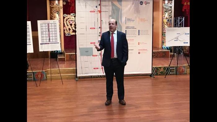 Ald. Harry Osterman, 48th Ward, speaks at a community meeting Tuesday, Jan. 28, 2020. (Nick Blumberg / WTTW News)