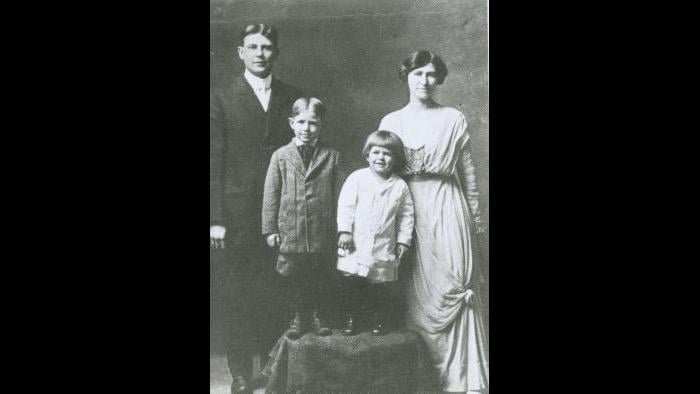 The Reagan family 1914. Left to right: Jack, Moon, Dutch, Nelle.
